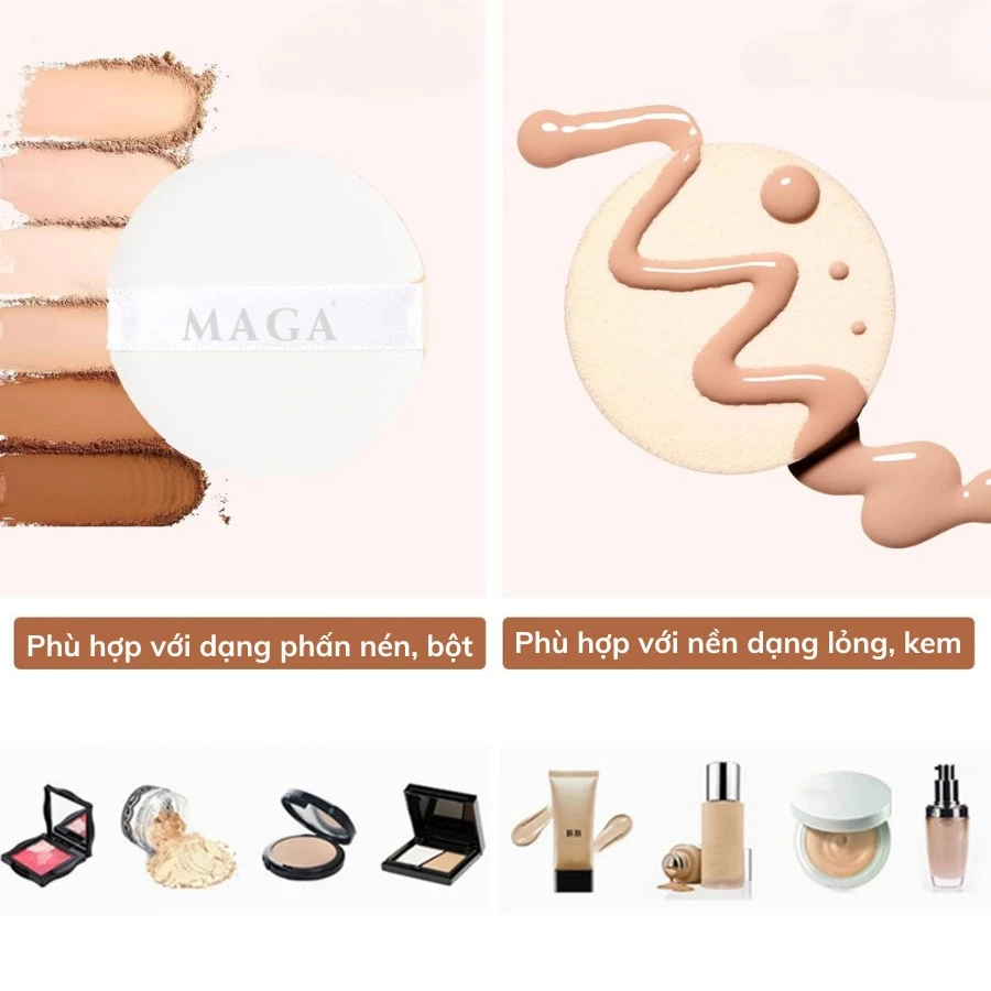 Mút Tán Phấn Nước Cushion Chính Hãng MAGA Air Cushion Kem Nền Siêu Ăn Phấn Lành Tính MAM25