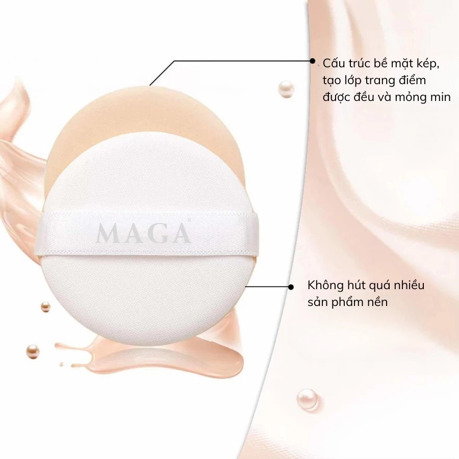 Mút Tán Phấn Nước Cushion Chính Hãng MAGA Air Cushion Kem Nền Siêu Ăn Phấn Lành Tính MAM25