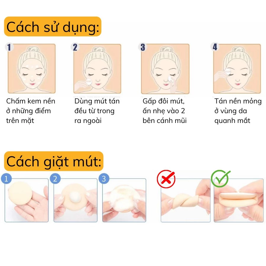 Mút Tán Phấn Nước Cushion Chính Hãng MAGA Air Cushion Kem Nền Siêu Ăn Phấn Lành Tính MAM25