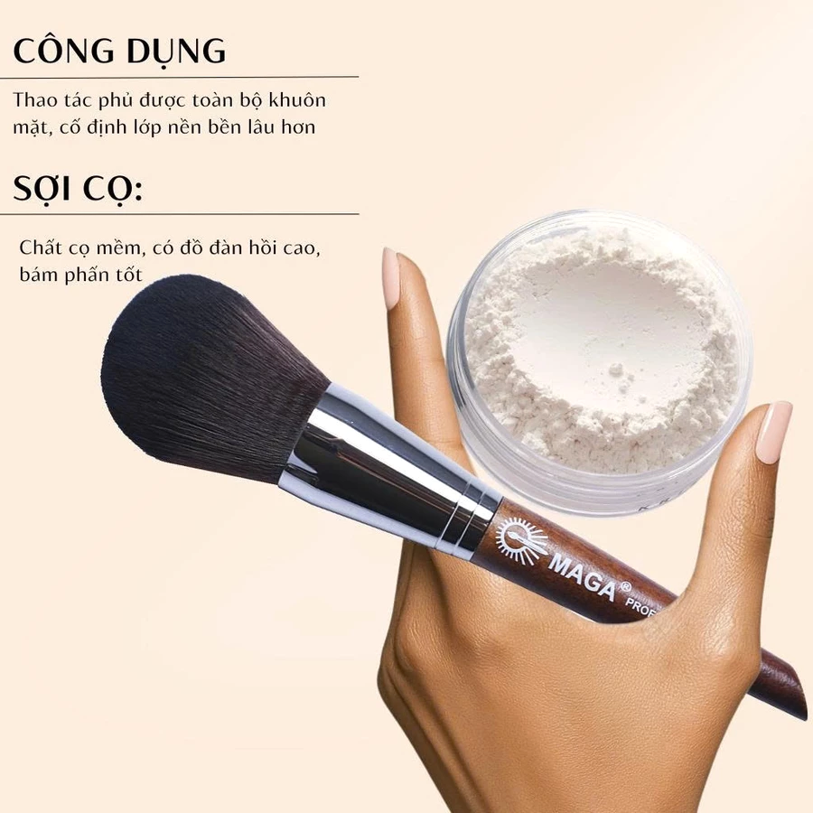 Cọ Trang Điểm Phủ Phấn Đầu To MAGA Powder Brush MAP03 – Lông Mềm, Tán Phấn Đều
