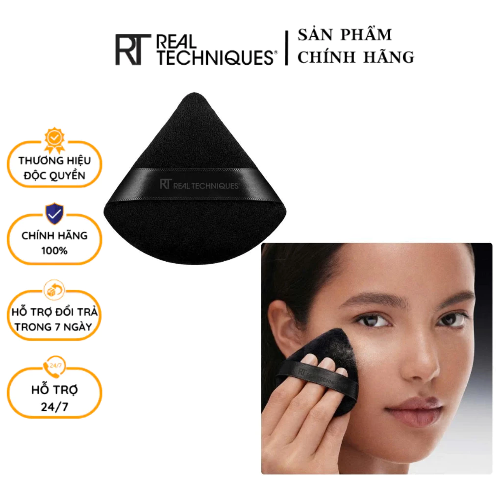 Bông Mút Tán Phấn Phủ Má Kem Tam Giác Hai Mặt RT Real Techniques Triangle Halo Glow Powder Puff RT006