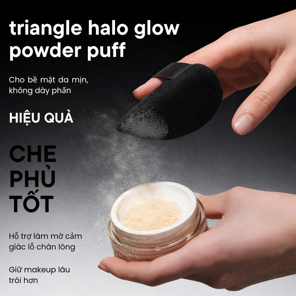 Bông Mút Tán Phấn Phủ Má Kem Tam Giác Hai Mặt RT Real Techniques Triangle Halo Glow Powder Puff RT006