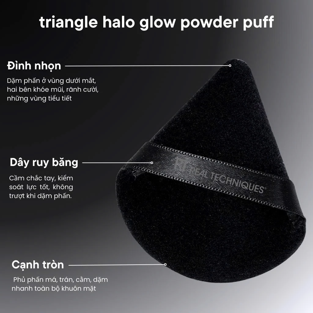 Bông Mút Tán Phấn Phủ Má Kem Tam Giác Hai Mặt RT Real Techniques Triangle Halo Glow Powder Puff RT006