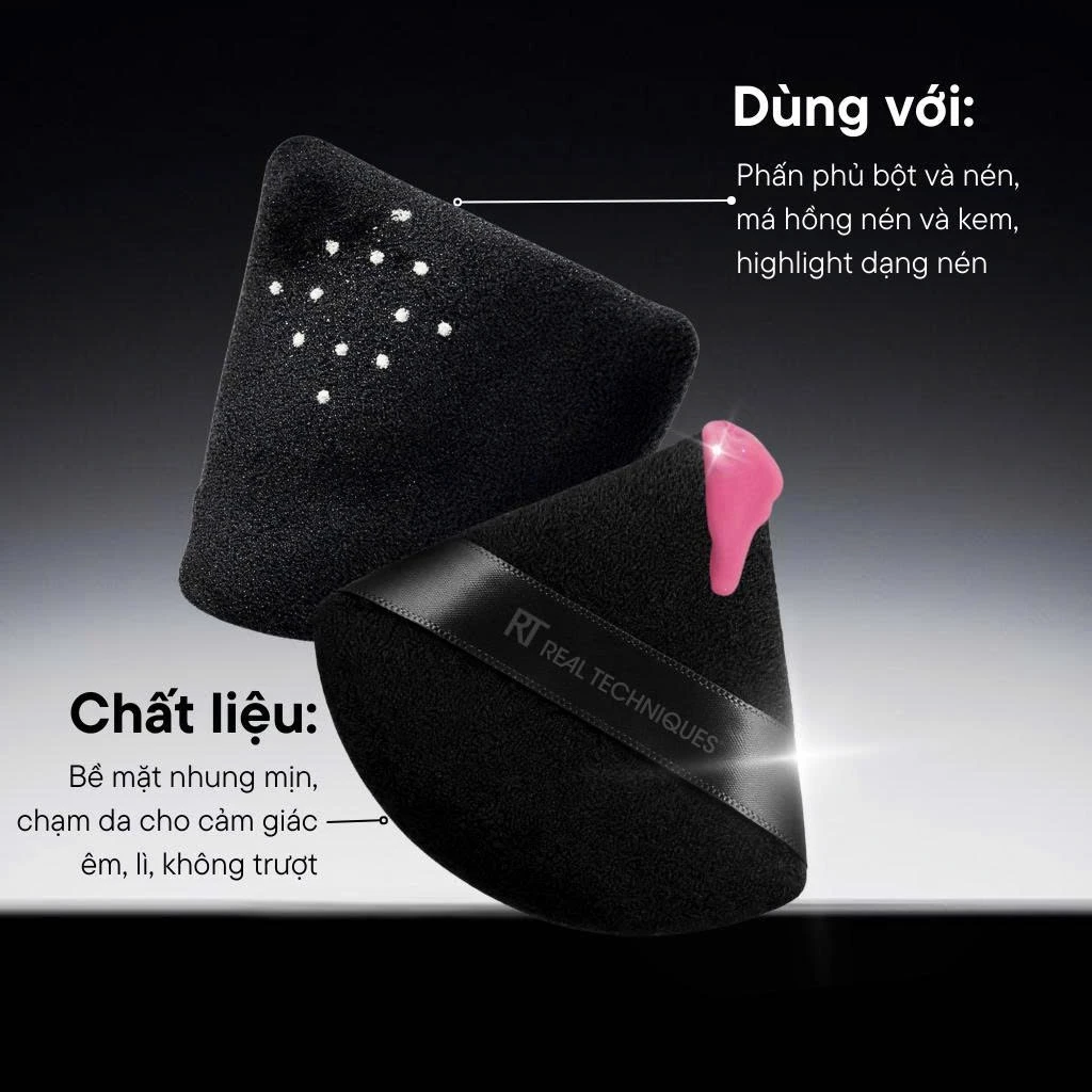 Bông Mút Tán Phấn Phủ Má Kem Tam Giác Hai Mặt RT Real Techniques Triangle Halo Glow Powder Puff RT006