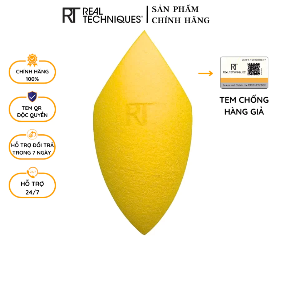 Mút Tán Kem Nền Che Khuyết Điểm Vát Xéo RT Real Techniques Miracle Concealer Sponge RT007