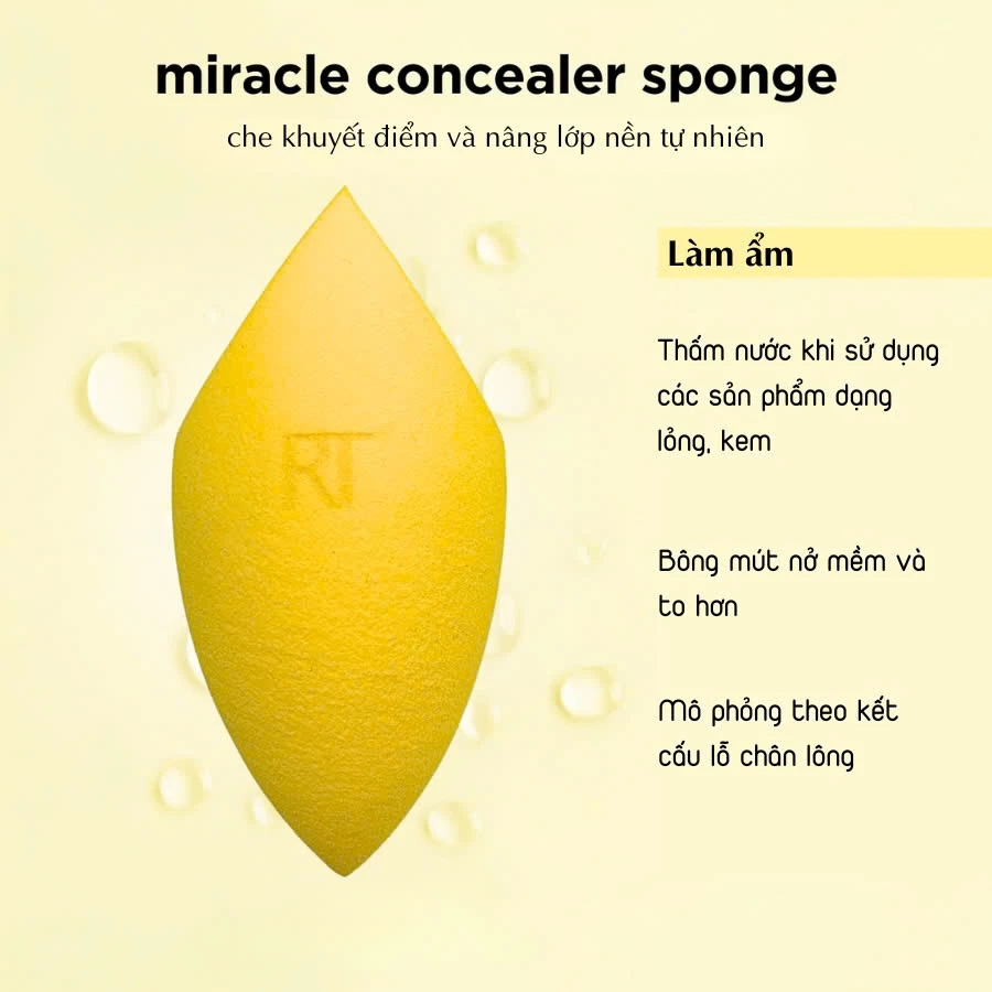 Mút Tán Kem Nền Che Khuyết Điểm Vát Xéo RT Real Techniques Miracle Concealer Sponge RT007