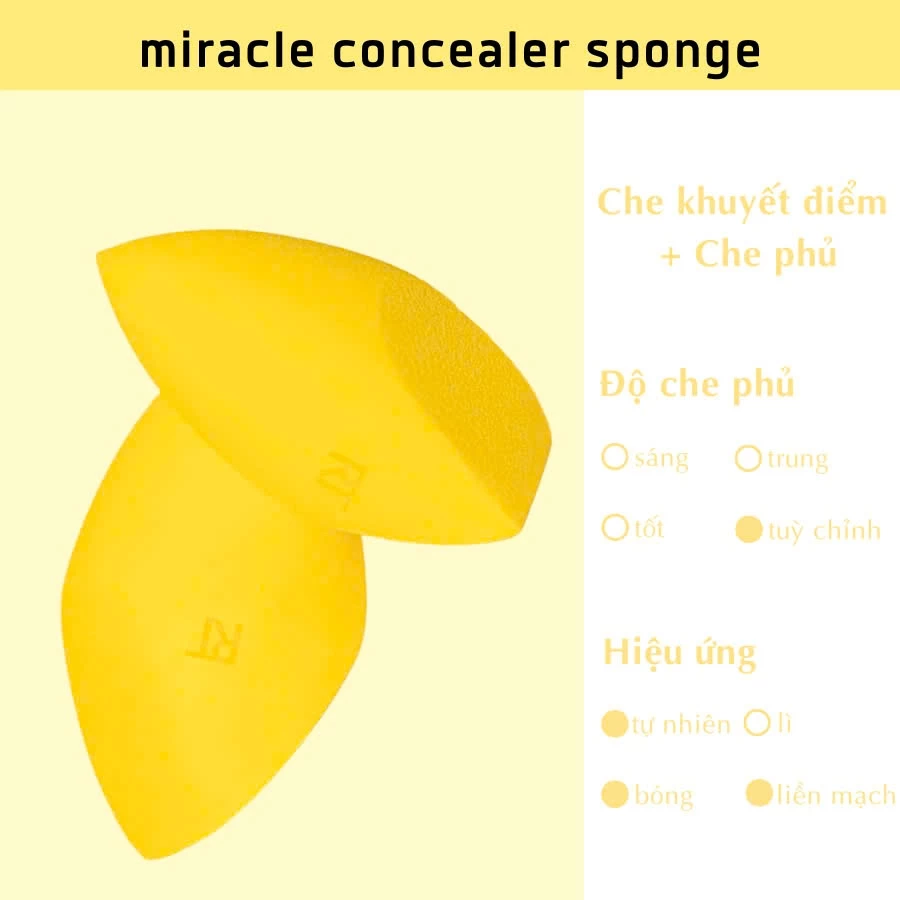 Mút Tán Kem Nền Che Khuyết Điểm Vát Xéo RT Real Techniques Miracle Concealer Sponge RT007