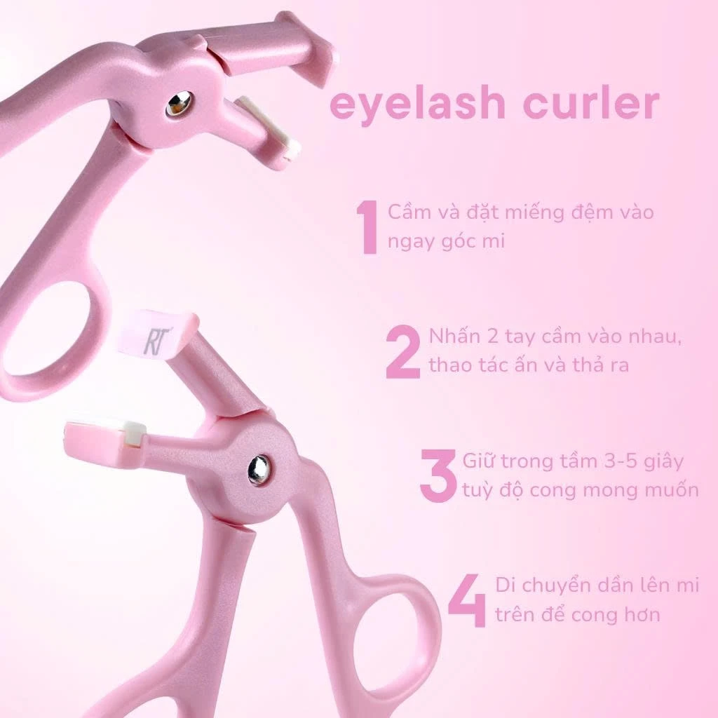 Kẹp bấm mi góc hồng chất liệu nhựa cao cấp RT Real Techniques Partial Eyelash Curler Size L dễ dàng kẹp mi cong RTBM009