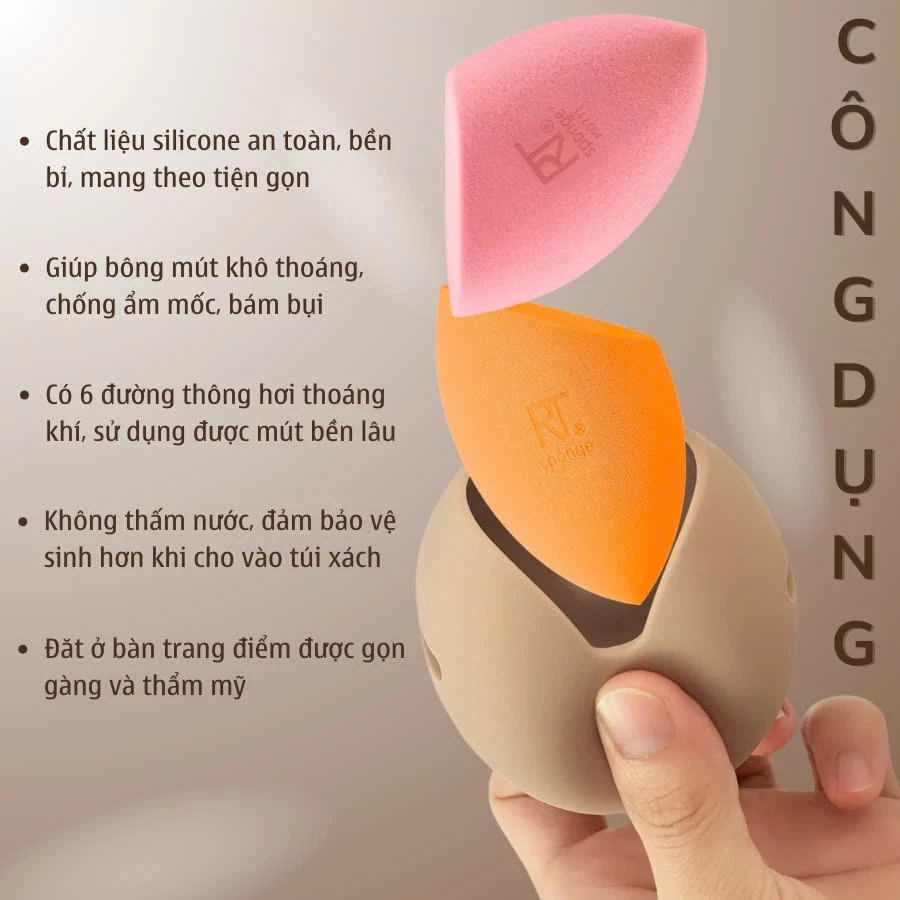 Hộp đựng mút và bảo vệ mút RT Real Techniques Makeup Holder Powder Puff Storage cực yêu RTH001