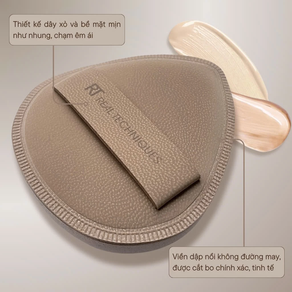 Bông mút tán nền chuyên nghiệp RT Real Techniques Velvet Glow Puff RTMU01 mút trang điểm cao cấp cho lớp nền hoàn hảo