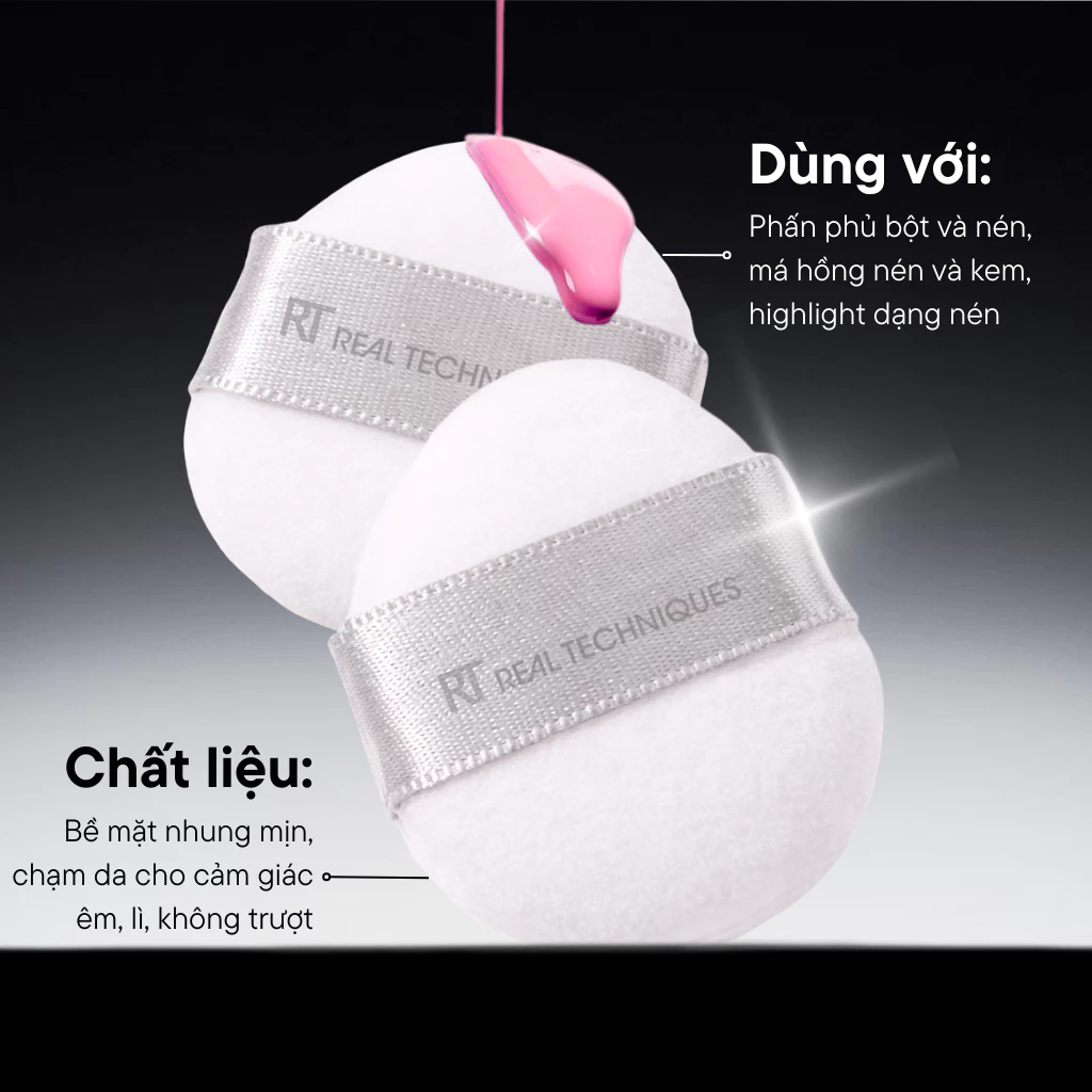 Mút đen nhỏ phủ phấn/má hồng màu đen RT Real Techniques Mini Powder Finger Puff RTMU04