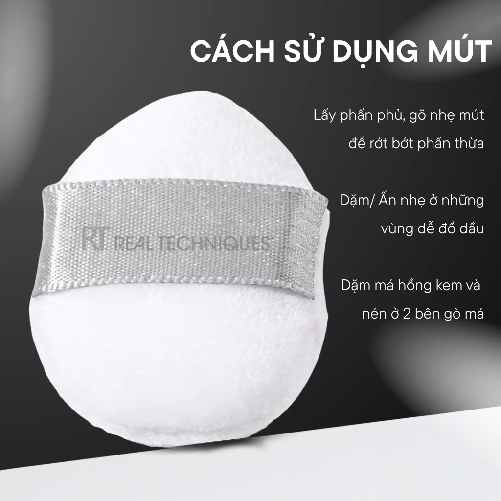 Mút đen nhỏ phủ phấn/má hồng màu đen RT Real Techniques Mini Powder Finger Puff RTMU04