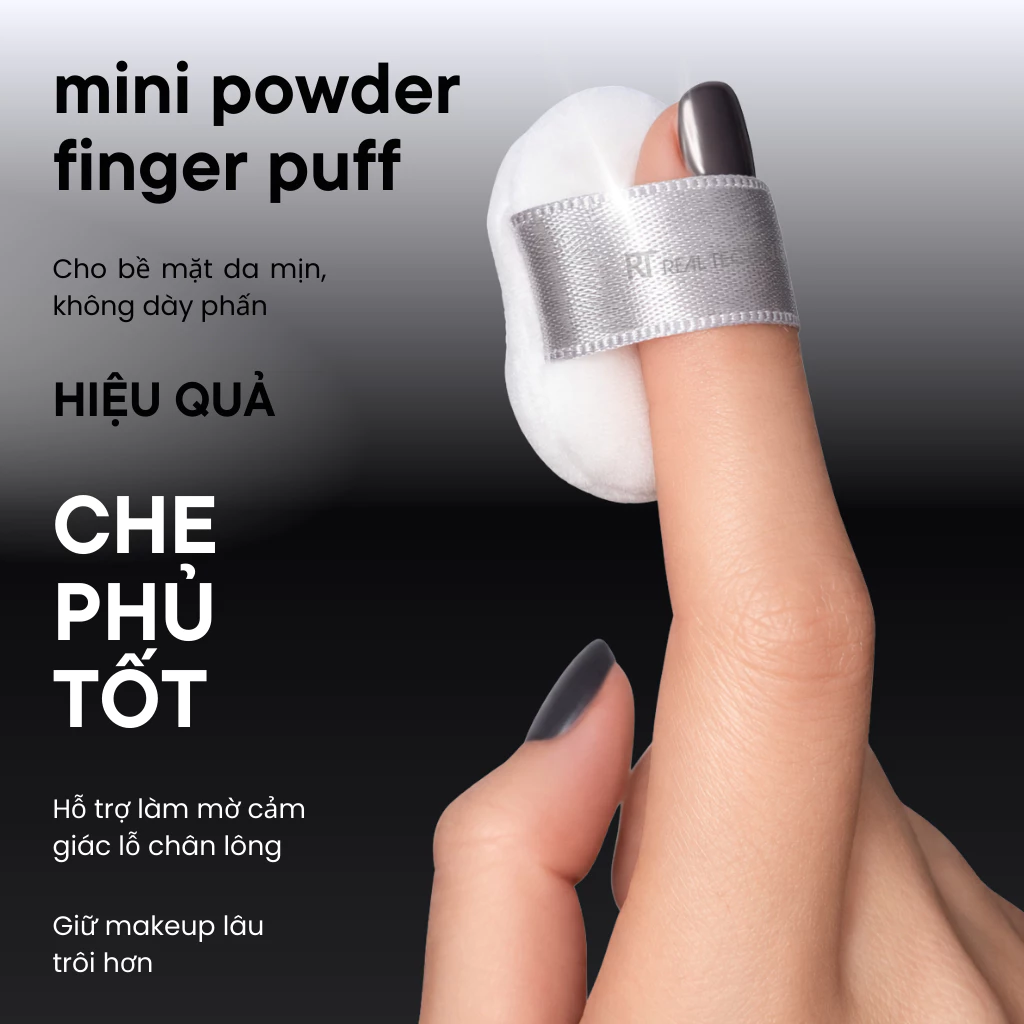 Mút đen nhỏ phủ phấn/má hồng màu đen RT Real Techniques Mini Powder Finger Puff RTMU04