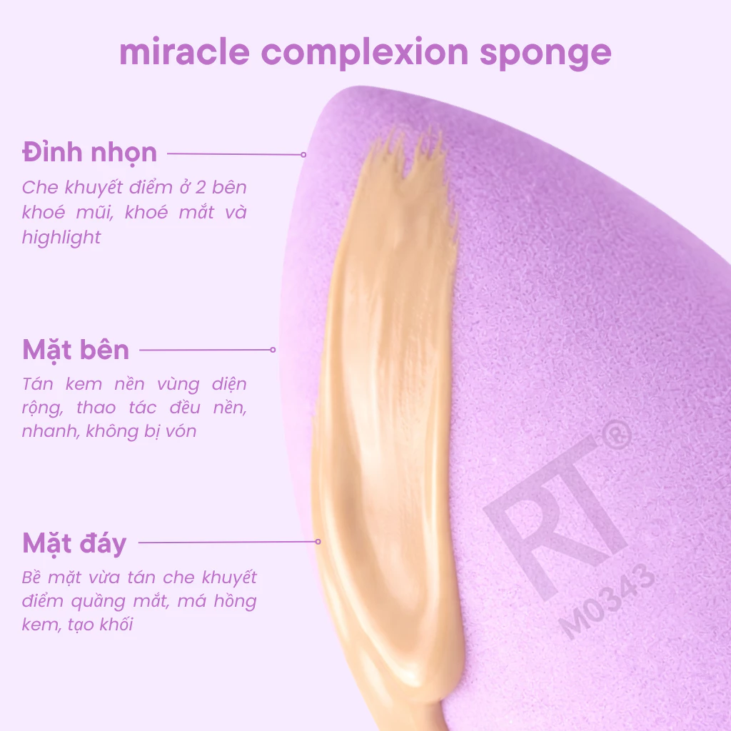 Bông Giọt Nước Che Khuyết Điểm Mini Pro RT Real Techniques Miracle Complexion Sponge Tím Size S RTMU08