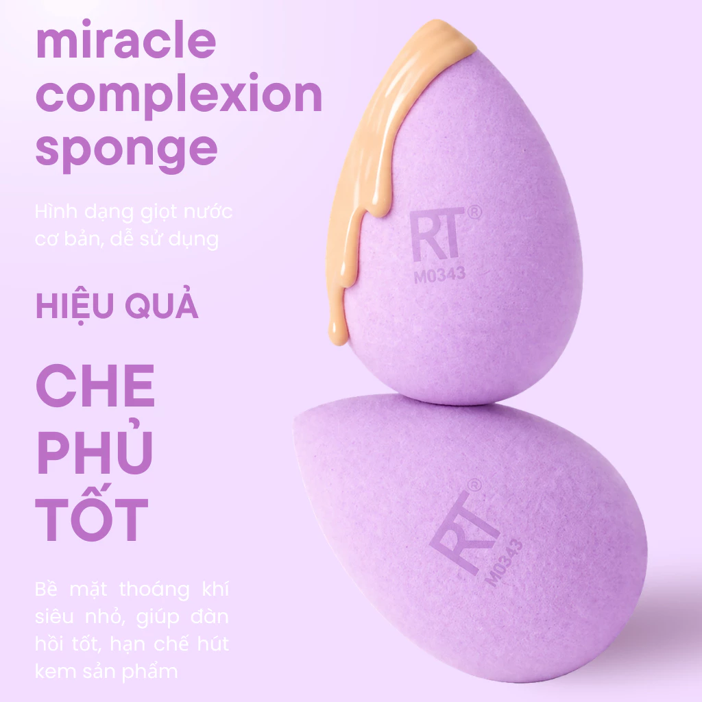 Bông Giọt Nước Che Khuyết Điểm Mini Pro RT Real Techniques Miracle Complexion Sponge Tím Size S RTMU08