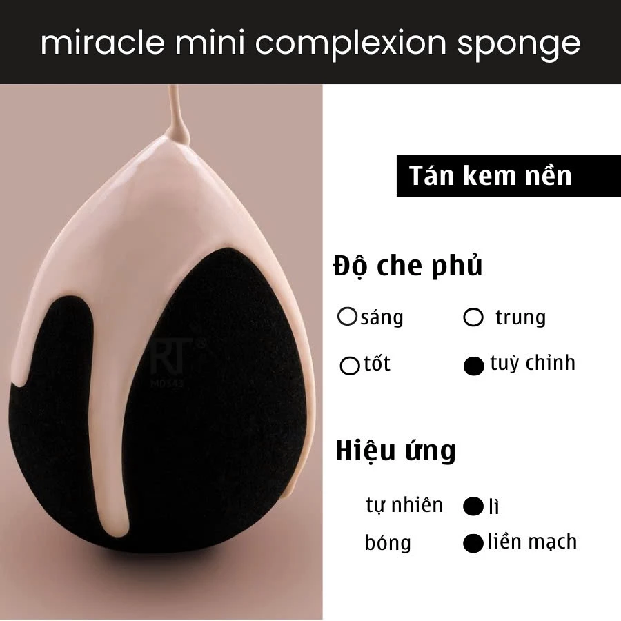 Mút Trang Điểm Che Khuyết Điểm Tán Nền Tạo Khối RT Real Techniques Miracle Complexion Size M RTMU09
