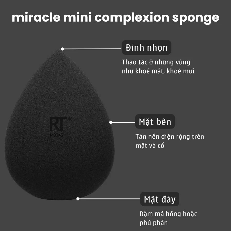 Mút Trang Điểm Che Khuyết Điểm Tán Nền Tạo Khối RT Real Techniques Miracle Complexion Size M RTMU09