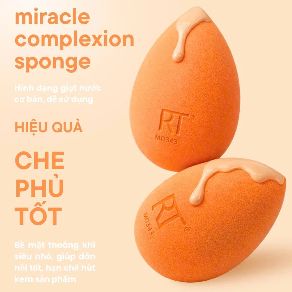 Miếng nhựa mút xốp trang điểm bọt biển RT REAL TECHNIQUES Miracle Complexion size L (kt:4 x 6cm) RTMU10