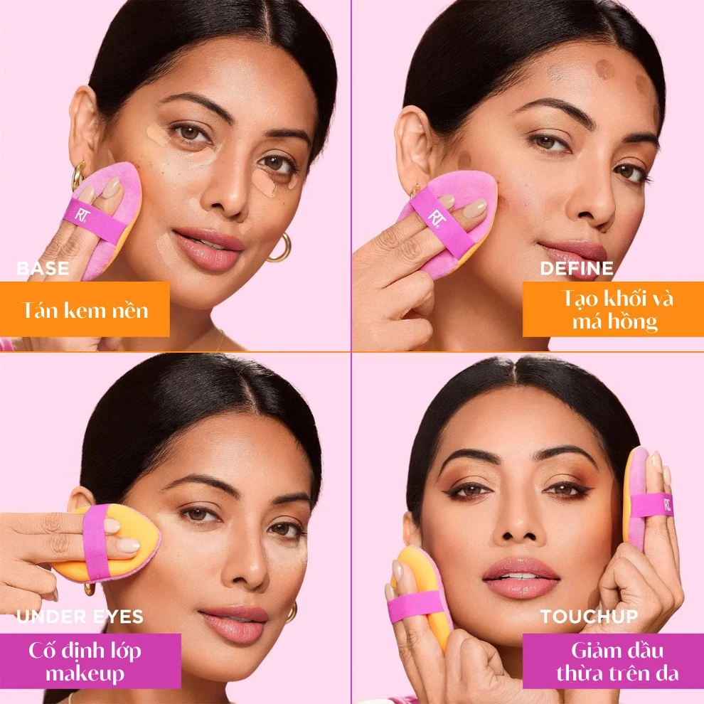 Bông tán nền lỏng và phấn hai mặt RT Real Techniques Miracle 2 In 1 Powder Puff 0090