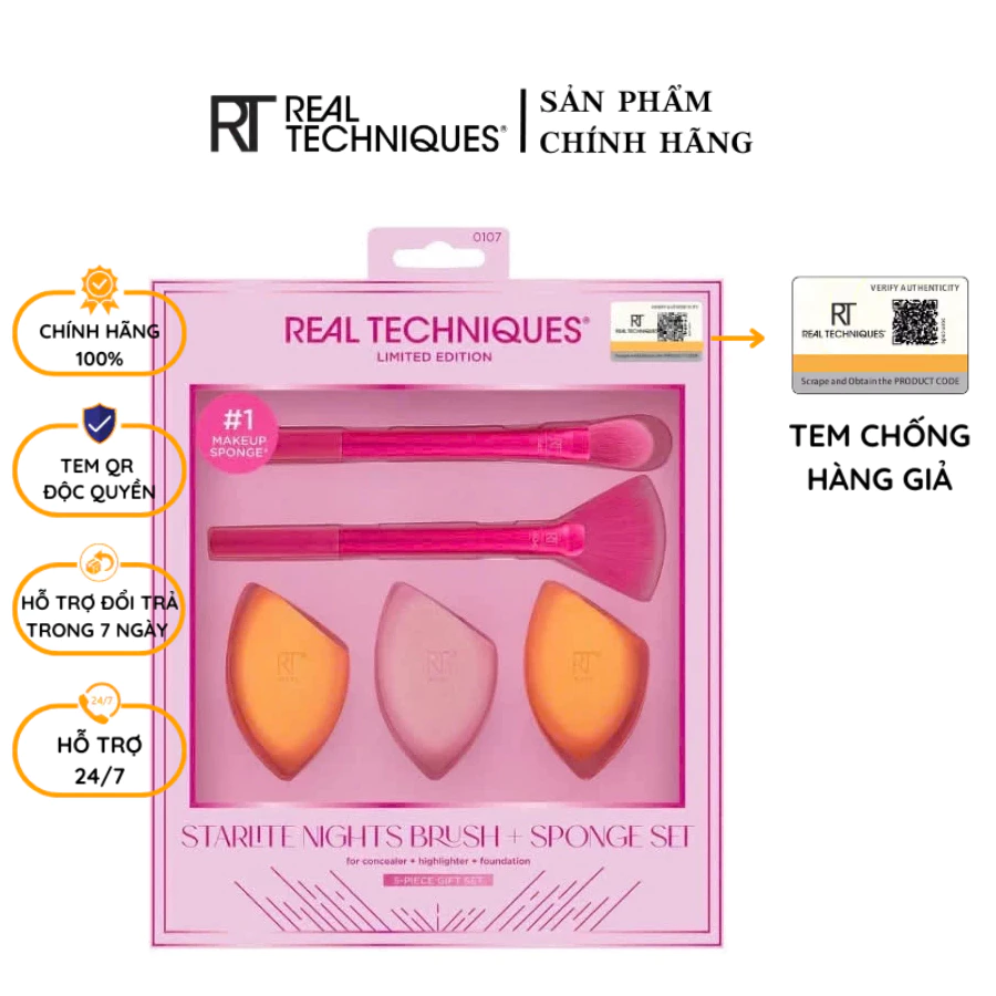 Bộ Cọ RT Real Techniques kèm mút Limited Edition Starlite Nights Brush 0107
