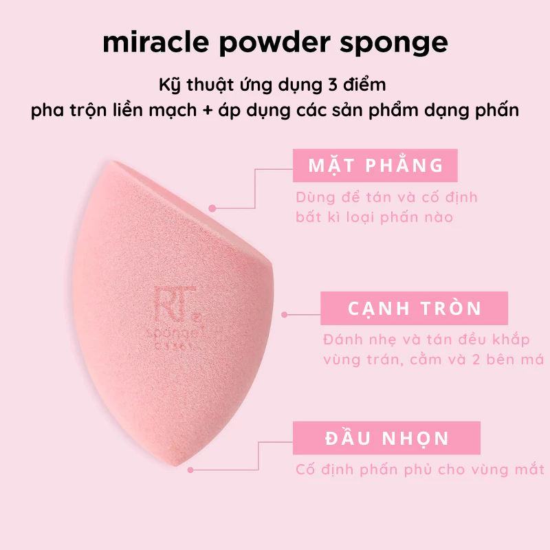 Set 2 Bông Mút Nền và Phủ Màu Hồng Real Techniques Miracle Powder Sponge For Liquid + Powder mask 04157