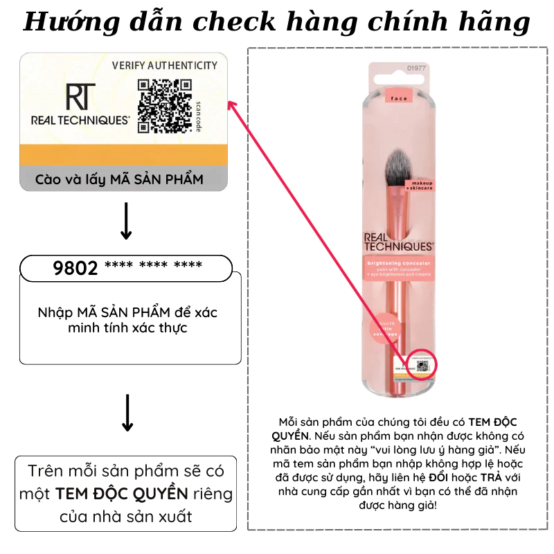 Cọ che khuyết điểm bắt sáng RT Real Techniques Brightening Concealer mã loại 01977