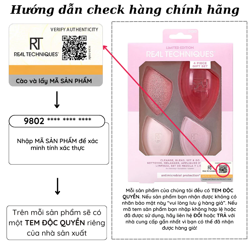 Set 3 mút và hộp bảo vệ RT Real Techniques Cleanse Blend Set And Go mã loại 04203
