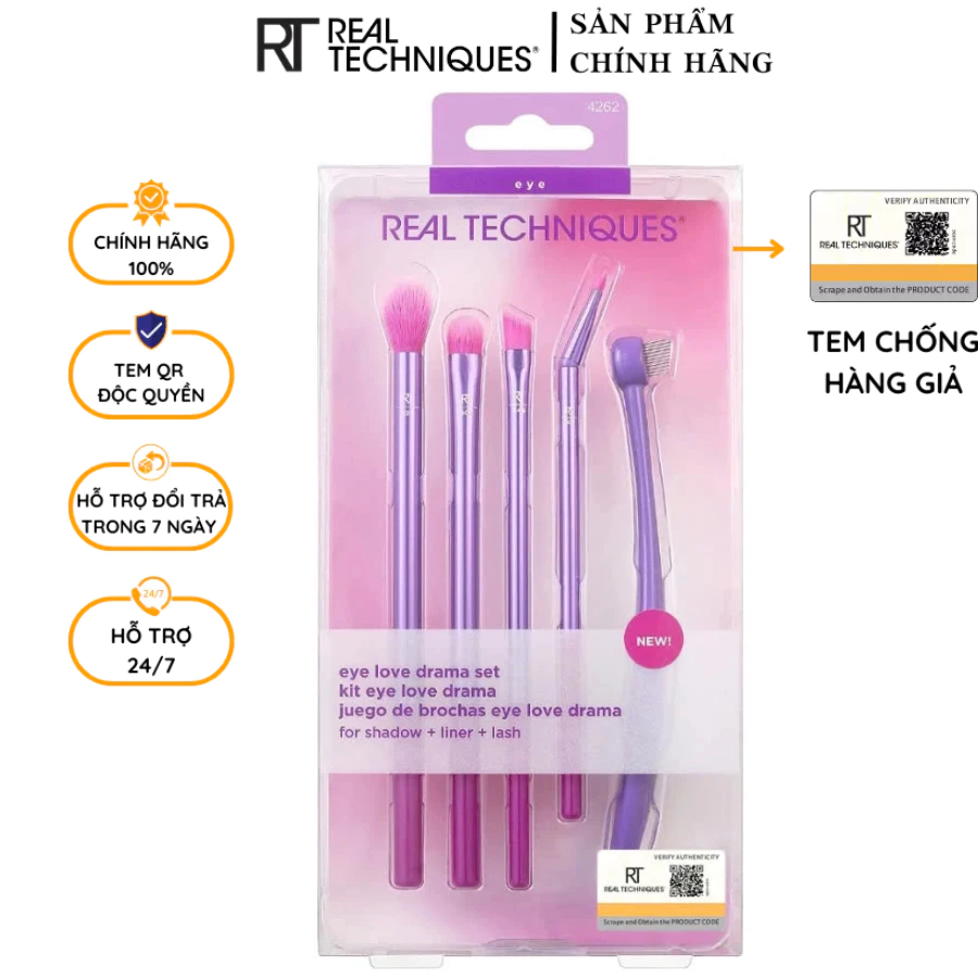 Bộ Cọ Mắt Cá Nhân 5 Cây RT Real Techniques Eye Love Drama Makeup Brush Kit 4262