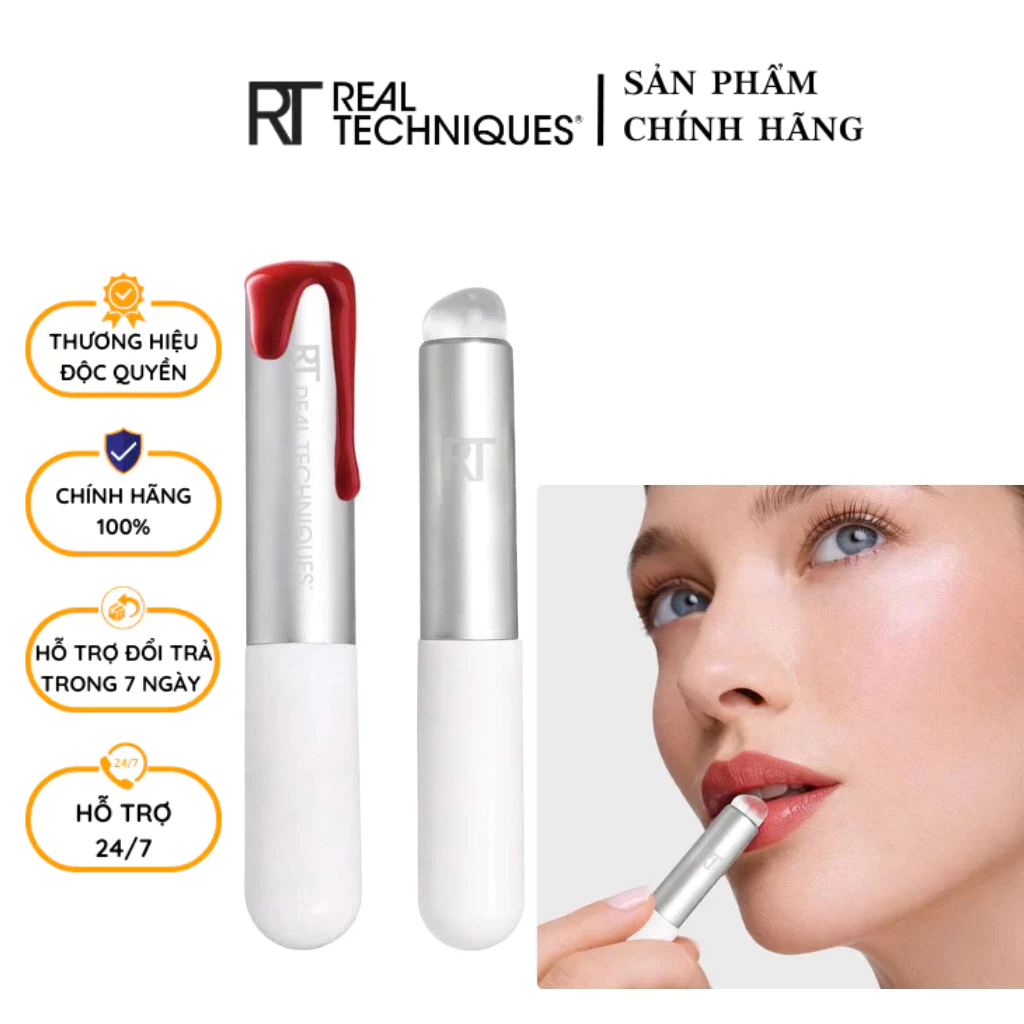 Cọ Tán Son Môi Silicone Có Nắp Đậy RT Real Techniques Silicone lip brush 622 Cọ Trang Điểm Môi Không Lộ Vân, Dễ Vệ Sinh