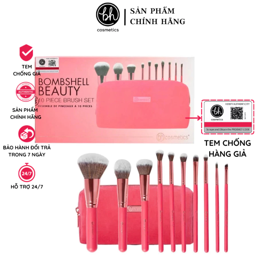 Bộ Cọ Trang Điểm 10 Cây BH COSMETICS Bombshell BHBO05