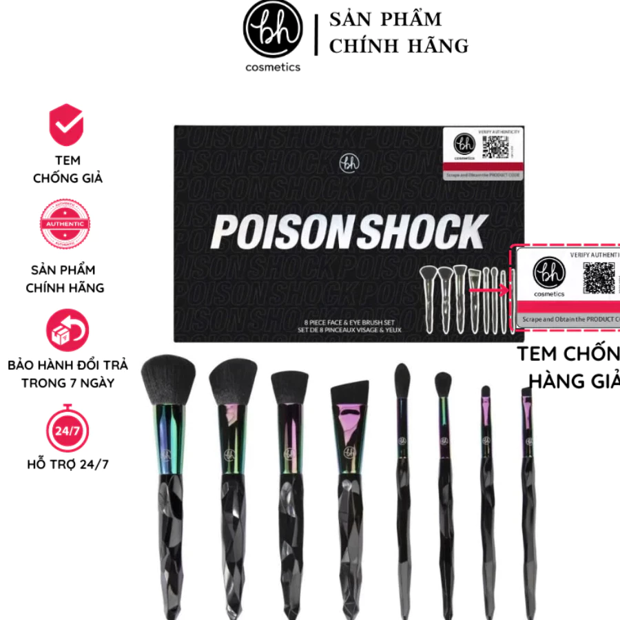 Bộ Cọ Trang Điểm 8 Cây BH COSMETICS Poison Shock BHBO22