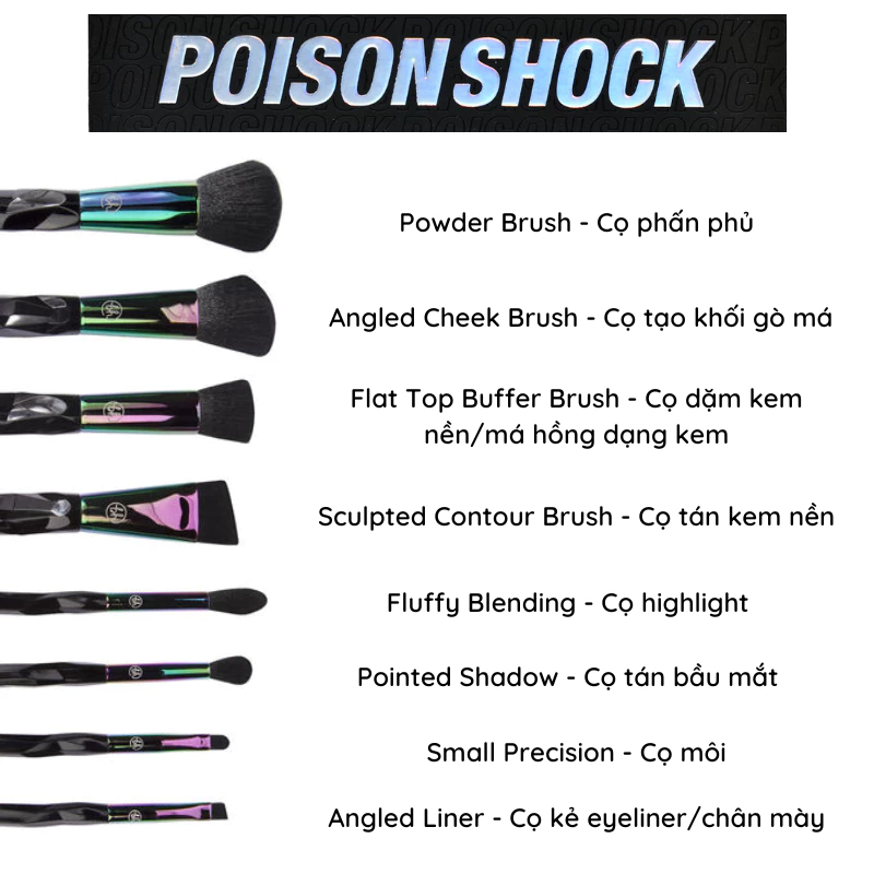 Bộ Cọ Trang Điểm 8 Cây BH COSMETICS Poison Shock BHBO22
