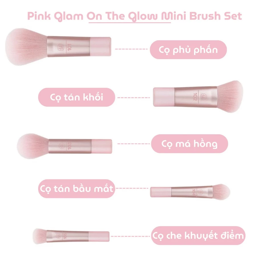Bộ Cọ Trang Điểm BH Cosmetics Glam On The Glow 10 Cây BHBO50