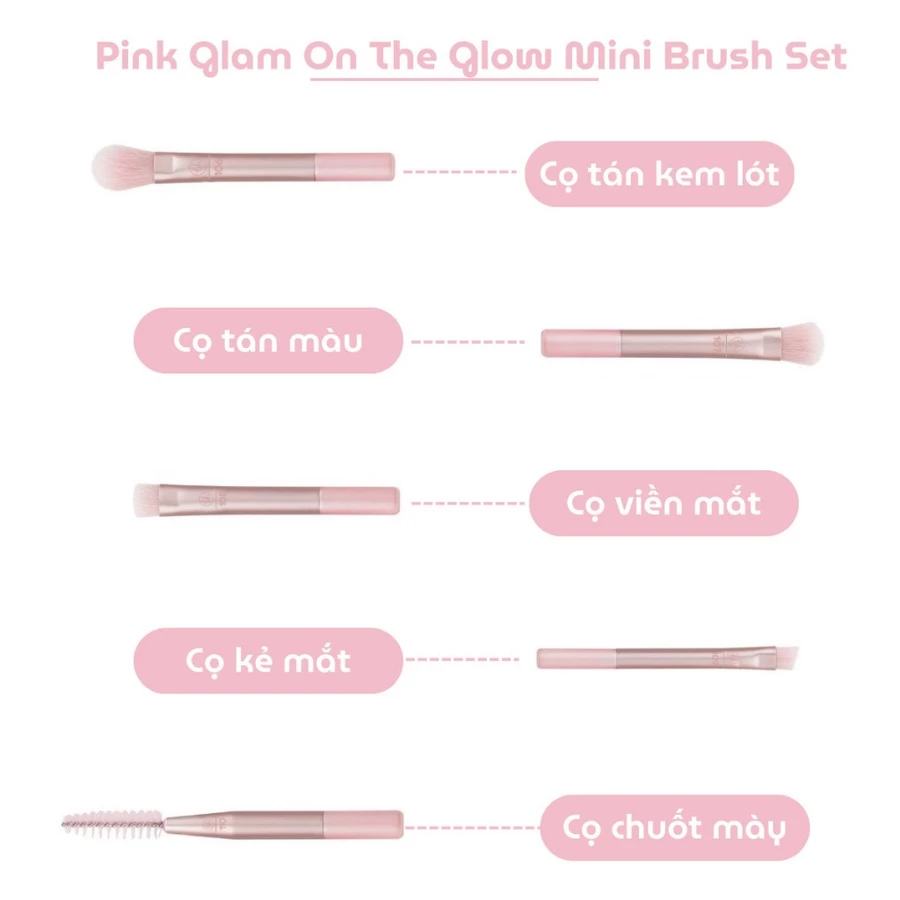 Bộ Cọ Trang Điểm BH Cosmetics Glam On The Glow 10 Cây BHBO50