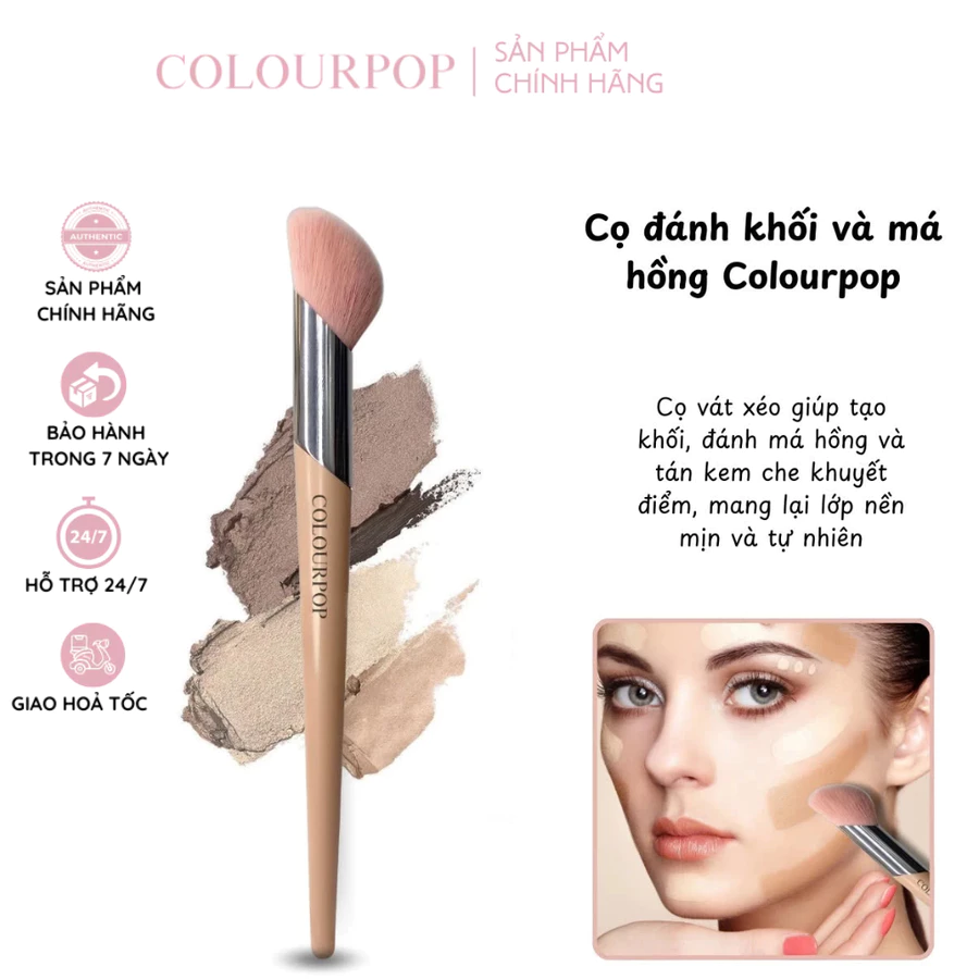 Cọ Trang Điểm Má Hồng Và Tạo Khối Colourpop Màu Hồng phiên bản đầu xéo Blush and Contour C188