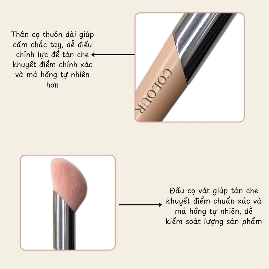 Cọ Trang Điểm Má Hồng Và Tạo Khối Colourpop Màu Hồng phiên bản đầu xéo Blush and Contour C188