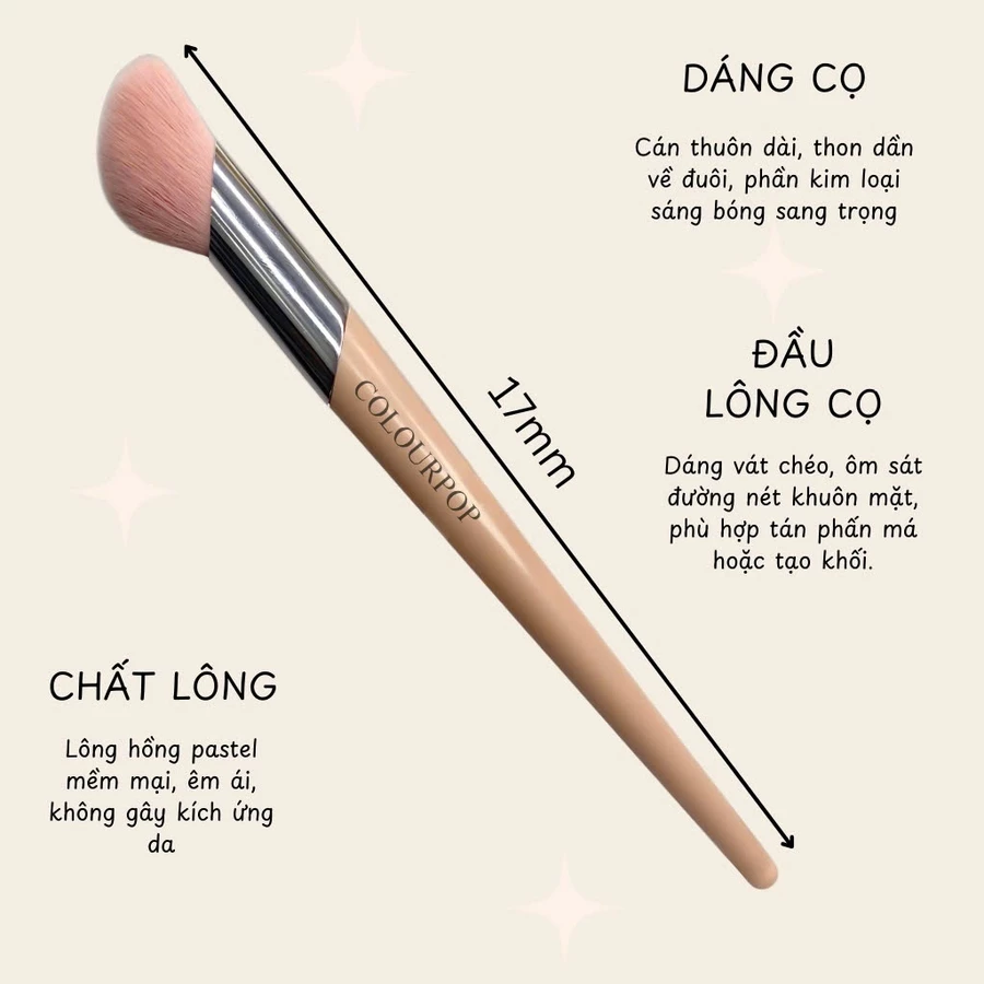 Cọ Trang Điểm Má Hồng Và Tạo Khối Colourpop Màu Hồng phiên bản đầu xéo Blush and Contour C188