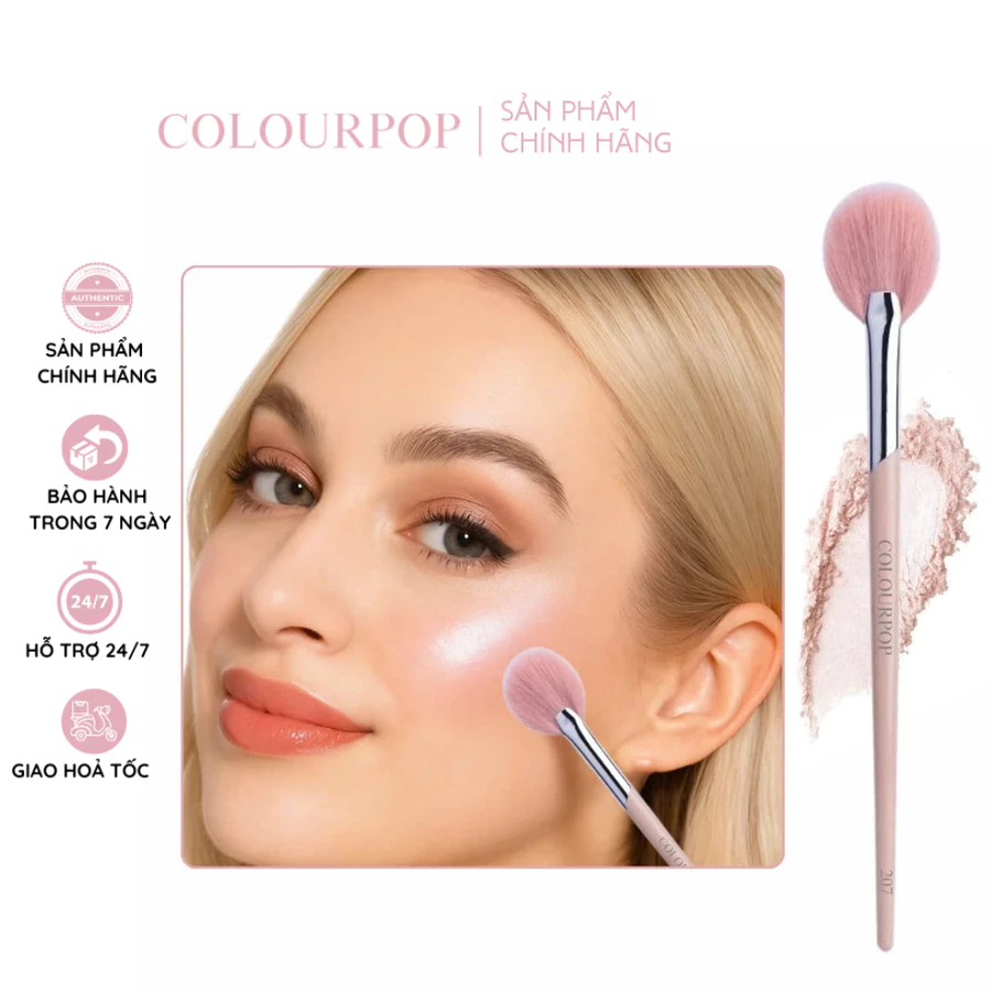 Cọ trang điểm COLOURPOP hình quạt tròn Cọ highlight tán phấn lông cọ mềm mại Fan Highlight C207