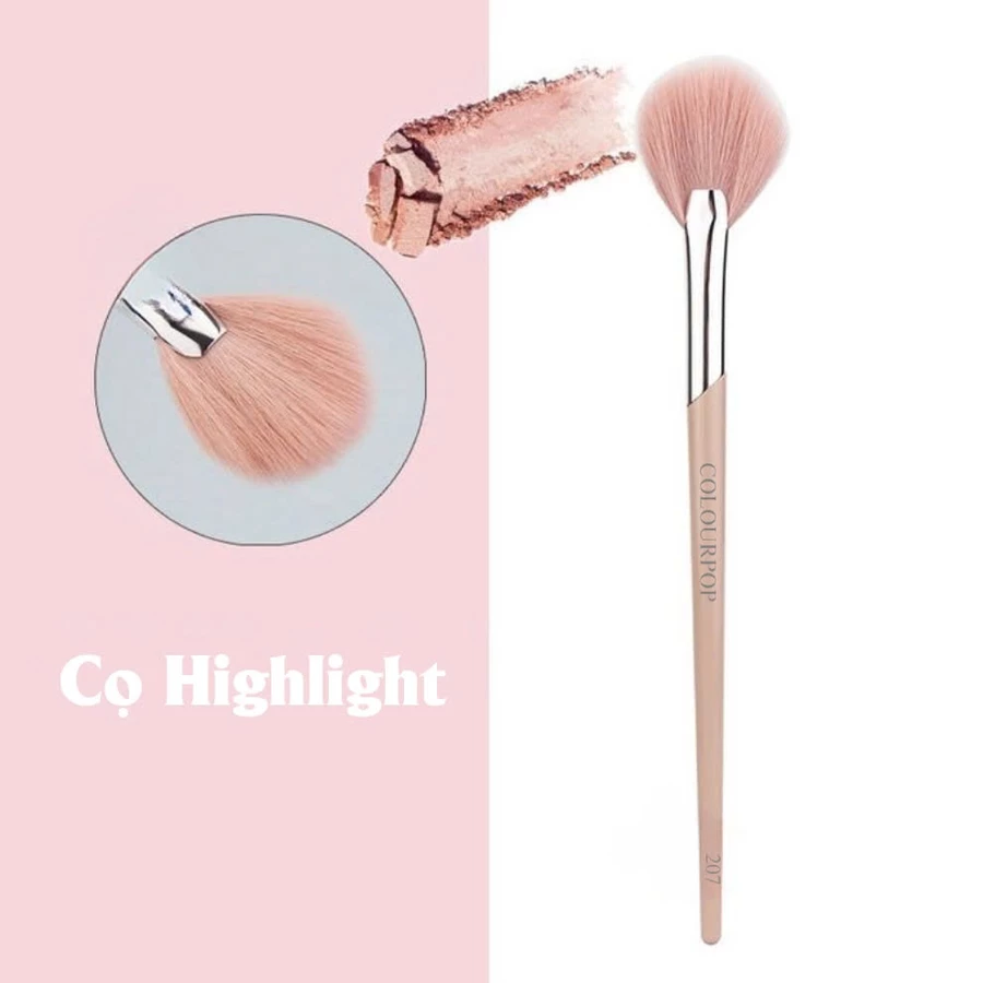 Cọ trang điểm COLOURPOP hình quạt tròn Cọ highlight tán phấn lông cọ mềm mại Fan Highlight C207