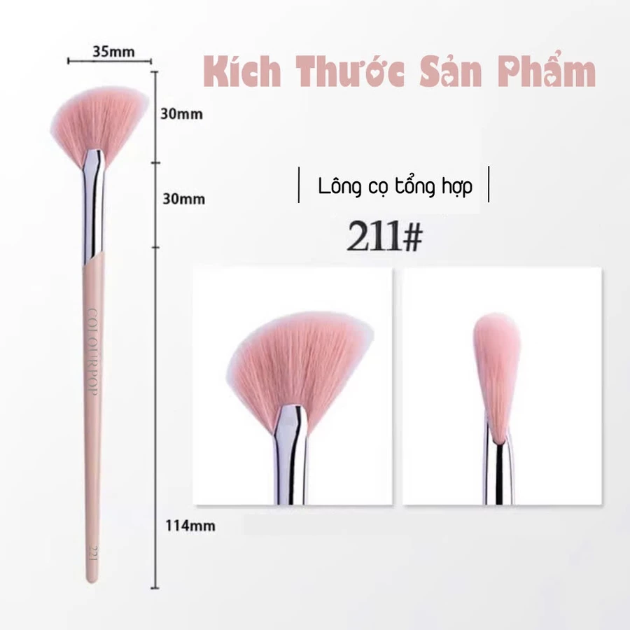 Cọ Highlight Dạng Fan Xéo Cọ bắt sáng tán má hồng hình quạt chuyên nghiệp COLOURPOP C211