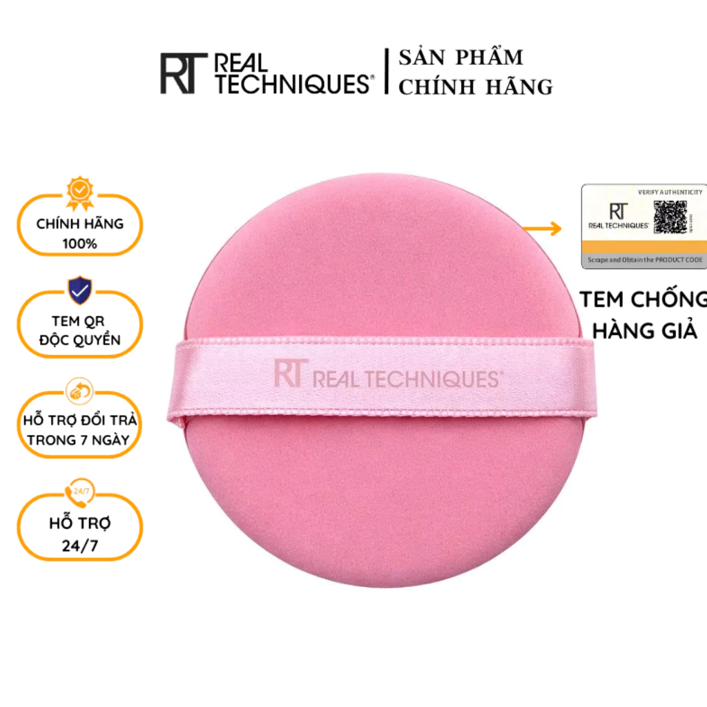 Bông Trang Điểm Tán Cushion Kem Nền Hai Mặt RT Real Techniques Air Cushion Powder Puff RT246