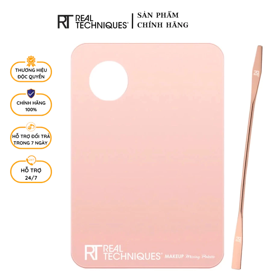 Bảng Trộn Kem Nền và Cây Trét Nền RT REAL TECHNIQUES Acrylic Makeup Mixing Palette RTB001 Đơn Giản Dễ Sử Dụng