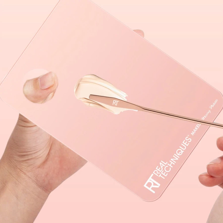 Bảng Trộn Kem Nền và Cây Trét Nền RT REAL TECHNIQUES Acrylic Makeup Mixing Palette RTB001 Đơn Giản Dễ Sử Dụng