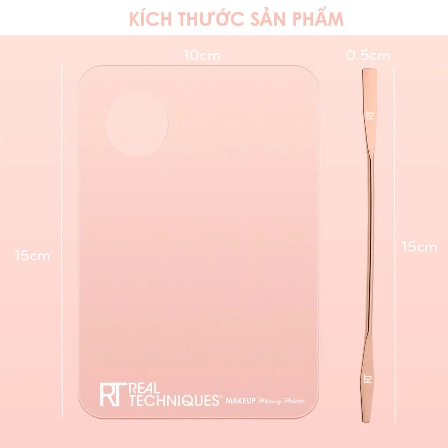 Bảng Trộn Kem Nền và Cây Trét Nền RT REAL TECHNIQUES Acrylic Makeup Mixing Palette RTB001 Đơn Giản Dễ Sử Dụng