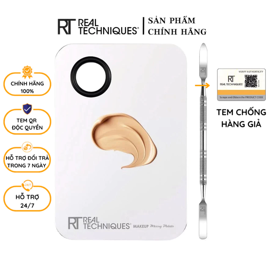 Bảng Trộn Kem Nền Kèm Cây Trét Nền Cao Cấp RT REAL TECHNIQUES Makeup Mixing Palette RTB003