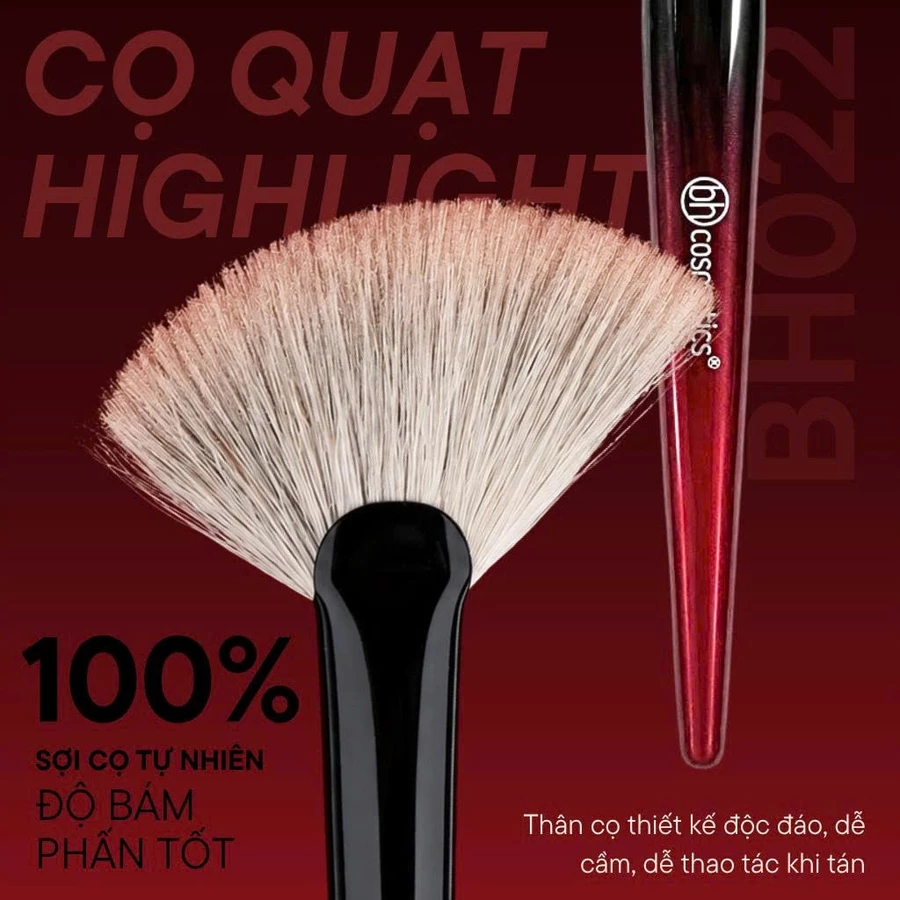 Cọ quạt xéo highlight tán phấn setting BH Cosmetics SMALL ANGLED FAN BH022