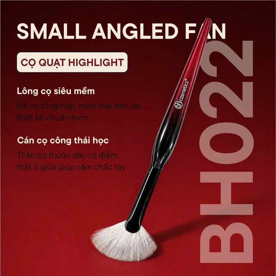Cọ quạt xéo highlight tán phấn setting BH Cosmetics SMALL ANGLED FAN BH022