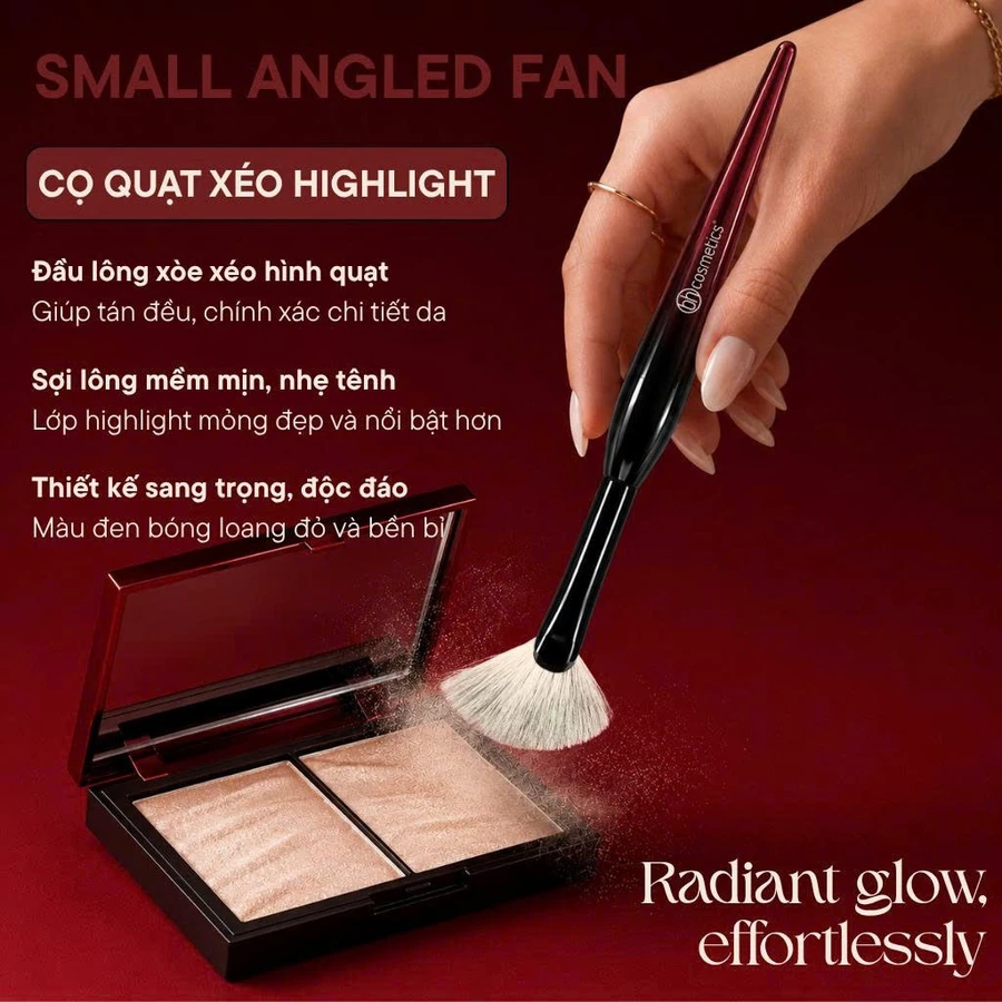 Cọ quạt xéo highlight tán phấn setting BH Cosmetics SMALL ANGLED FAN BH022