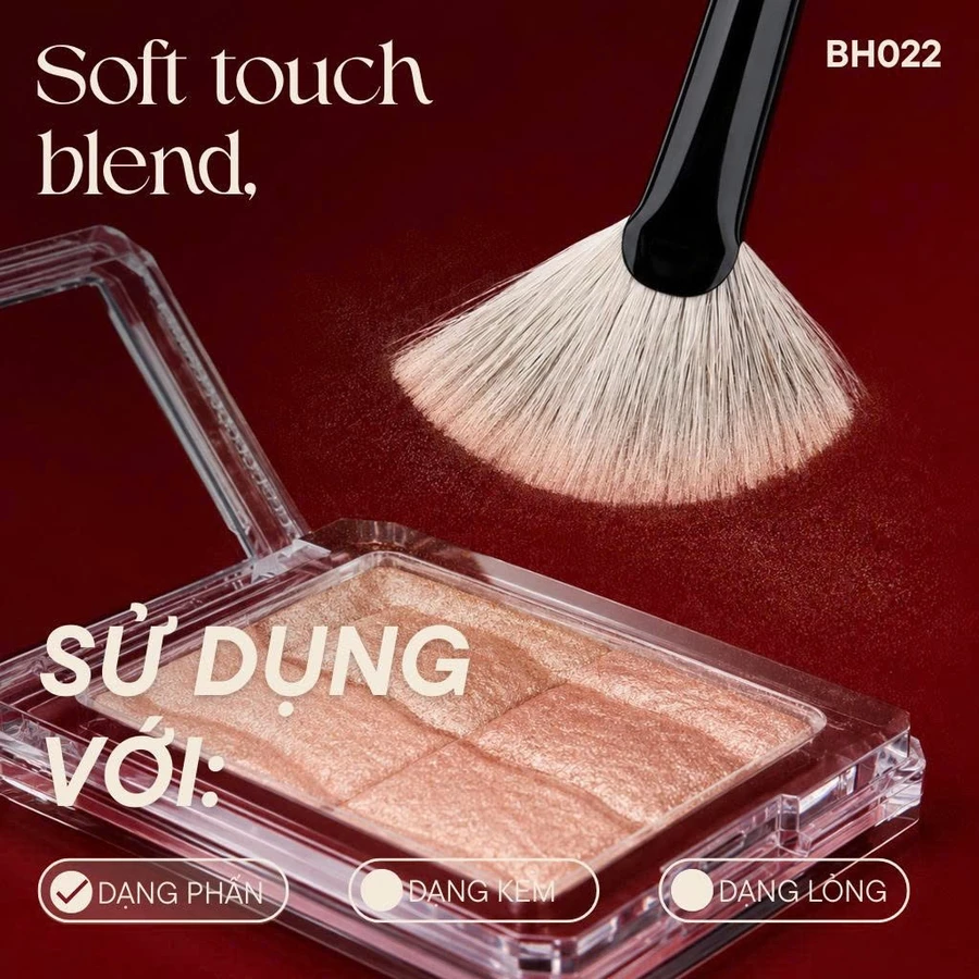 Cọ quạt xéo highlight tán phấn setting BH Cosmetics SMALL ANGLED FAN BH022