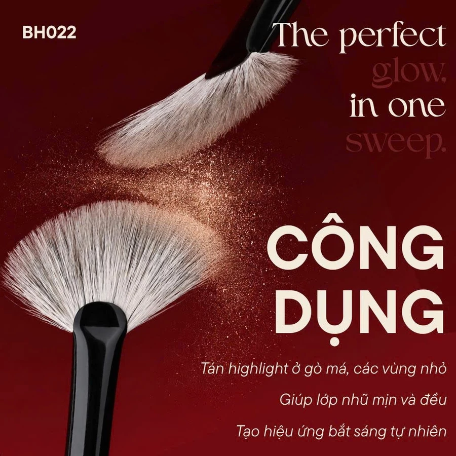 Cọ quạt xéo highlight tán phấn setting BH Cosmetics SMALL ANGLED FAN BH022